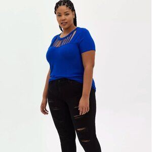 Torrid Super Soft Crew Neck  Vertical Slash Tee Electric Blue Womens 1/1X/14-16